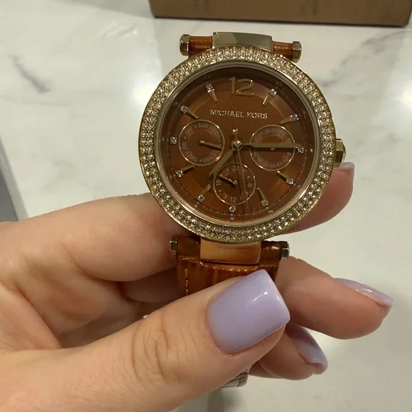 Michael Kors Women's Parker Brown Dial Leather Band Watch - MK2546 - Picture 1 of 5